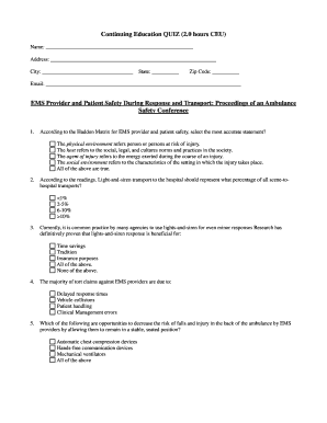 EMS Provider and Patient Safety Quiz