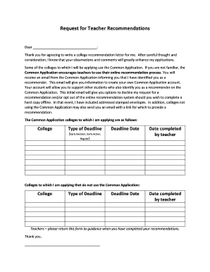 Teacher Recommendation Request Form