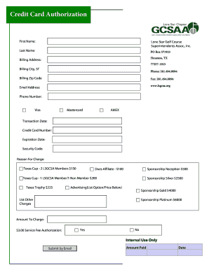 Credit Card Authorization First Name: Lone Star Golf Course Superintendents Assoc