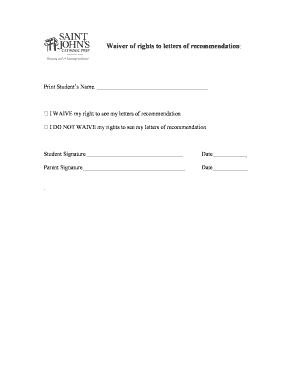 Waiver of Rights to Letters of Recommendation