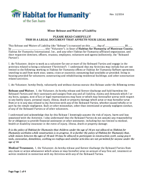 Habitat for Humanity Volunteer Waiver