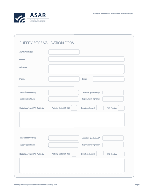 ASAR CPD Supervisor Validation Form