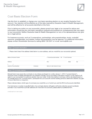 Deutsche Cost Basis Election Form