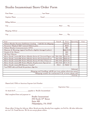 Studio Incamminati Store Order Form