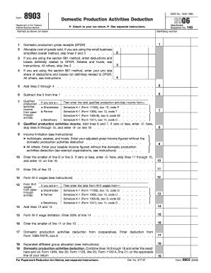 IRS Form 8903 Domestic Production Activities Deduction