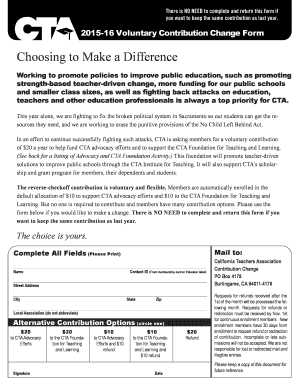 2015-16 Voluntary Contribution Change Form