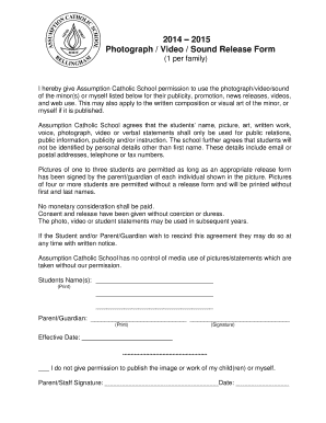 Photograph Video Sound Release Form