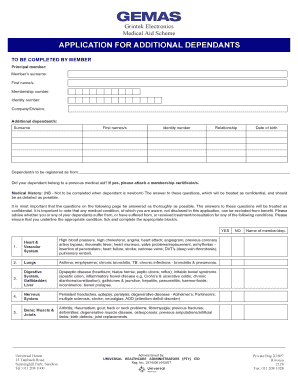 Medical Aid Scheme Application for Additional Dependants
