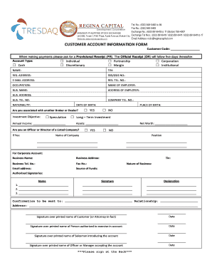 Customer Account Information Form