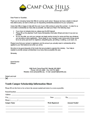 Scholarship letter form - campoakhills