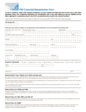 PMI Credential Reexamination Form