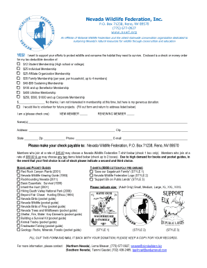 Nevada Wildlife Federation Membership Form
