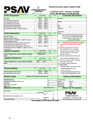 Exhibitor Audio Visual Order Form