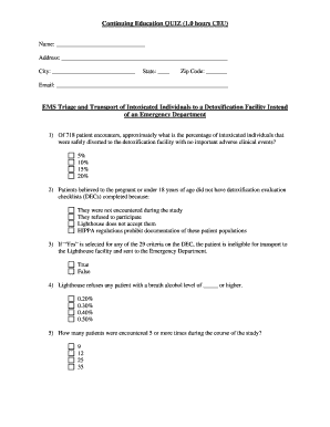 Continuing Education Quiz on EMS Triage