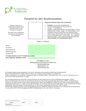 Passbild für den Studienausweis