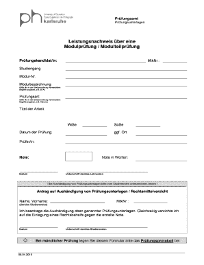 Prüfungsamt Prüfungsunterlagen