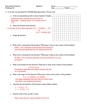 Exponential Functions Worksheet
