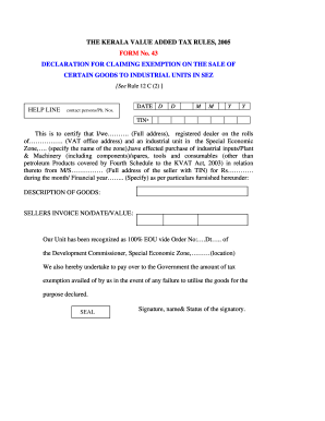 Kerala VAT Exemption Declaration Form