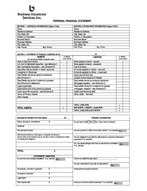 Personal Financial Statement Form