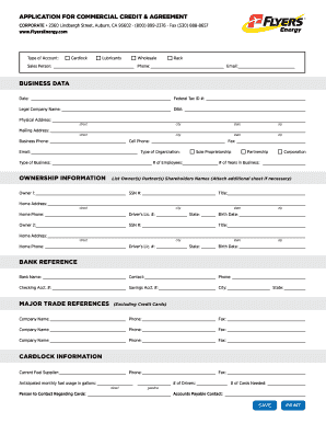 Commercial Credit Application and Agreement