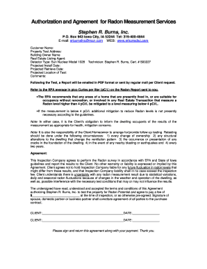 Radon Measurement Service Agreement