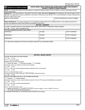 VA Form 21-0960A-4 Non-Ischemic Heart Disease Disability Questionnaire