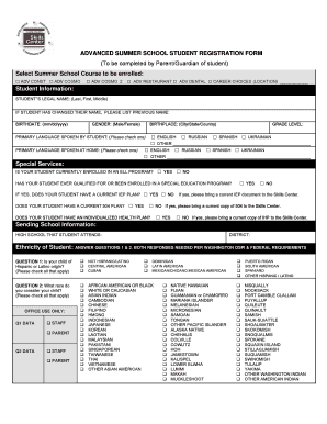 Advanced Summer School Student Registration Form