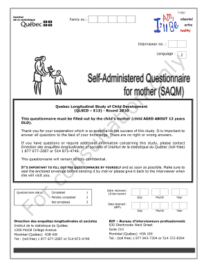 Quebec Longitudinal Study Child Development Questionnaire