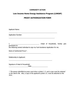 LIHEAP Proxy Authorization Form