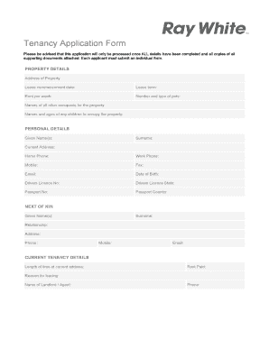 Ray White Real Estate Tenancy Application Form