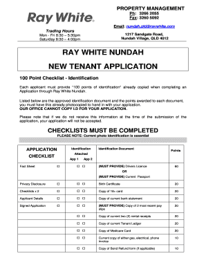 Ray White Nundah New Tenant Application