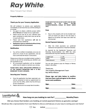 Ray White Wilston Tenancy Application Form