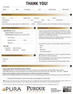 United Way Donation Pledge Form