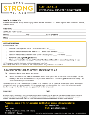 CAF Canada International Project Fund Gift Form