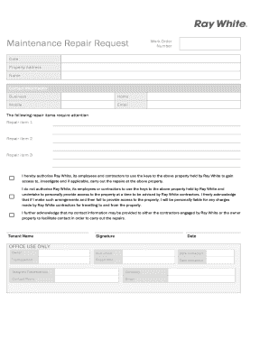 Maintenance Repair Request Work Order