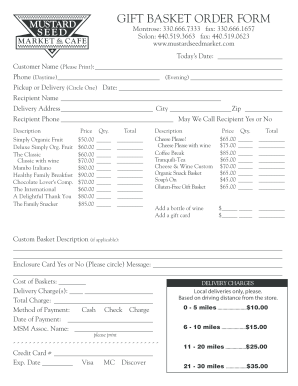 Gift Basket Order Form