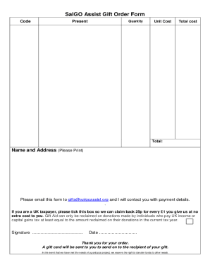 SalGO Assist Gift Order Form