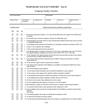 Temporary Facility Report - Part II