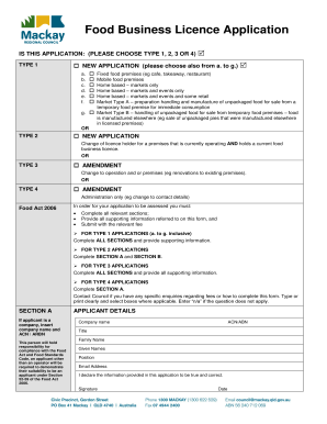 Food Business Licence Application