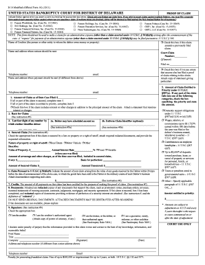 US Bankruptcy Proof of Claim Form