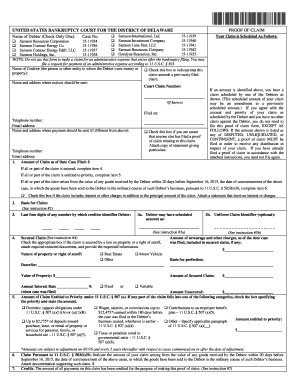US Bankruptcy Proof of Claim Form