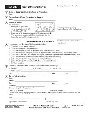 California Elder Abuse Restraining Order Proof of Service