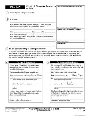 California Proof of Firearms Turned In or Sold