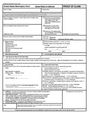 US Bankruptcy Proof of Claim Form B10