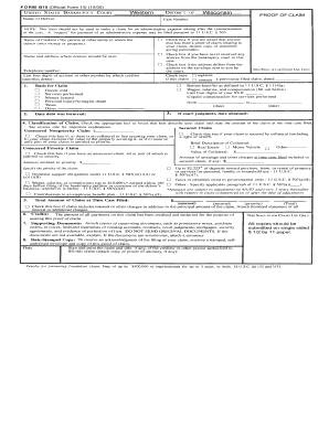 US Bankruptcy Proof of Claim Form