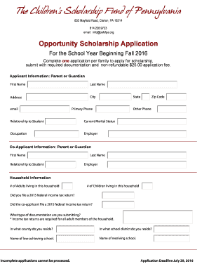 Opportunity Scholarship Application
