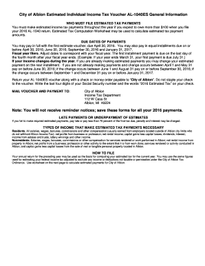 City of Albion Estimated Individual Income Tax Voucher