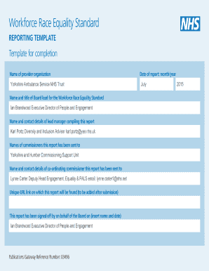 Workforce Race Equality Standard Reporting Template