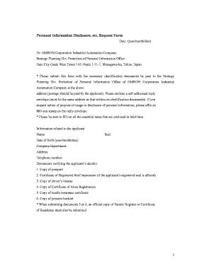 Personal Information Disclosure Request Form