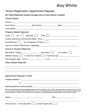 Tenant Registration and Appointment Request Form